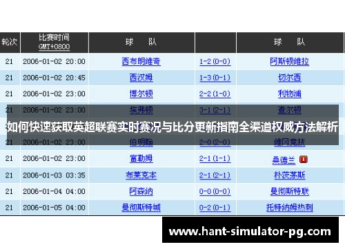 如何快速获取英超联赛实时赛况与比分更新指南全渠道权威方法解析 如何快速获取英超联赛实时赛况与比分更新指南全渠道权威方法解析